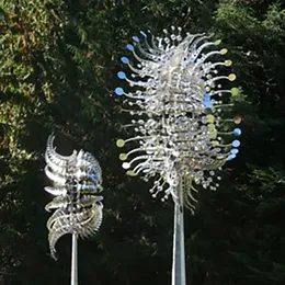 Dekorativa föremål Figurer Patio Garden Lawn Outdoor Unika vindinsamlingar Magical Kinetic Metal Windmill Spinner Solar Wind Powered Catchers 230210