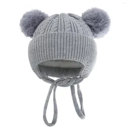 Berretti invernali per bambini cappello bomber per ragazze ragazzi caldi paraorecchie in peluche berretti cofano carino pompon bambini colbacco berretto lavorato a maglia spesso