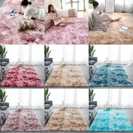 Teppiche Nordischer Tie-Dye-Teppich Nachttisch Schlafzimmer Plüschdecke Wohnzimmer Flauschige warme Bodenmatte Weicher rechteckiger großer Teppich Wohnkultur