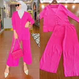 Etnik Giyim 2 Parça Takım Kadınlar 2023 Sonbahar/Kış Pamuk Keten Gömlek Sıradan Gevşek Uzun Kollu Pantolon Düz Renk Düğmesi