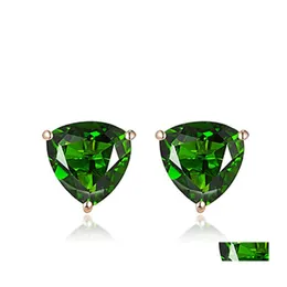 Damızlık Triangar Emerald ve Zirkon Küpe Renkli değerli taşlar yağ üçgeniyle seti LoveShaped Basit Moda Takı Drop Teslimat Dh7ym