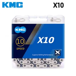 自転車KMC X10 MTBロードチェーン10スピード10V 116リンク魔法のオリジナルボックスチェーンと自転車部品0210