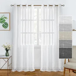 Sheer Curtains BILEEHOM Japan Style Solid Tulle Sheer Curtains For Living Room Curtain White Yarn Thicken Cotton And Linen Simple Tulle Curtain 230210