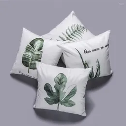 Cuscino Soft Lint Throw Case Tropical Plant Leaf Concise Home Decor Foglie di piantaggine Almofada Cover