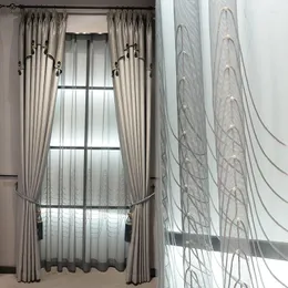 Cortinas de cortina para sala de estar quarto de jantar luxo nórdico simples e moderno corda moderna cor sólida padrão escuro Jacquard High Shading