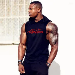 Men's Tank Tops Gym Winer Bodybuilding Stringer Sleeveless Hoodie Vest Gyms For Men Singlets Shirt Cotton Fitness Sporting Clothing