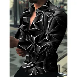 Camicie casual da uomo Moda lusso monopetto triangolo stampa diamante manica lunga top cardigan camicia da ballo S6XL 230209