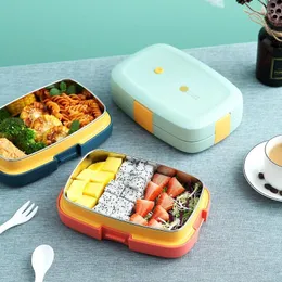 Dinnerware Sets 304 Stainless Steel Insulated Lunch Case Can Be Filled With Water Portable Lunchbox For Student Office Worker Cute Bento Box