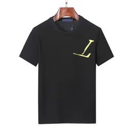 2023 Mens designer Mens t shirts Summer Chest front yellow Embroidery letters print T Shirt Streetwear cotton women luxurys Tshirts Clothing black