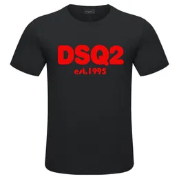 DSQ2, camisetas de algodón para hombre, camisetas de verano con estampado de letras de algodón para hombre, camisetas de moda para amantes, cuello redondo suelto, manga corta, negro dsq