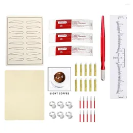 Tätowierpistolen-Kits Professionelles komplettes Microblading-Kit für Anfänger Augenbrauenlineal Permanent Make-up-Set Manueller Stift mit 12 Nadeln Klinge