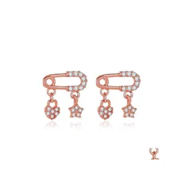 Stud Sweet Copper Inlay Zircon Brooch Pendant Earrings Fivepointed Star Of Love Drop Delivery Jewelry Dhiox