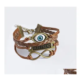 Charm Bracelets For Women Angel Evil Eye Braclet Men Male Vintage Jewelry Leather Bracelet Drop Delivery Dhhdl