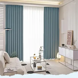 Curtain Simple Light Luxury Blackout Living Room Bay Window Curtains Anti Fouling Kitchen Soundproof Sunscreen Bedroom Drapes