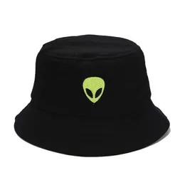 Beralar yeşil siyah beyaz katı uzaylı kova şapkası unisex bob kapaklar hip hop gorros erkek kadınlar yaz panama kapa plaj güneş balıkçılık boonie