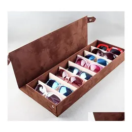 Storage Boxes Bins High Quality Glasses Case 8 Slot Grid Sunglasses Display Rack Holder Organizer Rec Box Lj200812 Drop Delivery H Dhttz