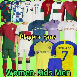 AL NASSR FC Soccer Jerseys 2022 Portugal CR7 Men Set Kids Kit Women Player Version Ronaldo Bernardo Joao Felix Child Football Shirts Boys 22 23 Long Sleeve