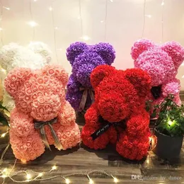 الزهور الاصطناعية Pe Rose Bear Toys عيد الحب هدية رومانسية تيدي دببة مع هدية مربع دمية صديقة تقدم 9 color310f