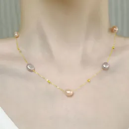 Подвесные ожерелья XF800 Реал 18 -каратного золотого ожерелья Pendnat Fine Jewelry Baroque Natural пресной жемчуг Pure Au750 Цепь для женщин свадебный подарок x559 230209