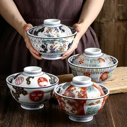 Skålar japanes keramik med lock nudel skål stor kreativ för butik frukt sallad soppa material köksborest