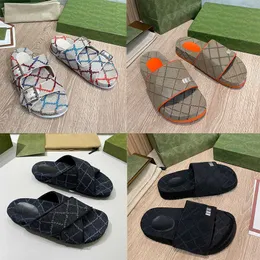 Skor sandaler män kvinnor canvas glida sandal designer plattform tofflor tjocka bottnar lady glider flip flops sommar strand avslappnad tofflor 35-44 no298b