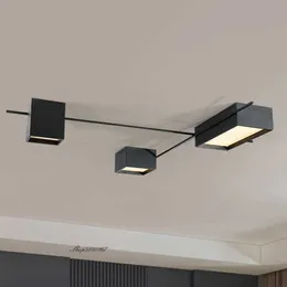 Nordic Led Lighting Geometric Square Black Ceiling Lamp Living Decoration Bed Room Lights Designer Hanglamp 0209