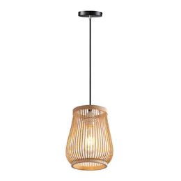 Luzes chinesas rattan lustres artesanais Bamboo E27 1/2pcs Luz pendente para sala de estar em casa Lâmpada de teto 0209