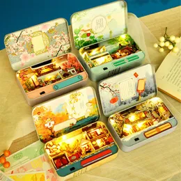 Box Theater Puppenhaus Miniaturspielzeug mit Möbeln DIY Miniatur Puppenhaus LED Licht Spielzeug für Kinder Geburtstagsgeschenk TH5 Y200413229x