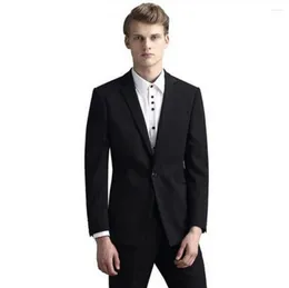 Męskie garnitury biznesmeni ślubne smoking Groomsman Bridegroom suknia balowa Dwie kawałki czarne (spodnie kurtki)