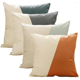 Pillow Leather Patchwork Cover Home Decorative Pillows Cojines Decorativos