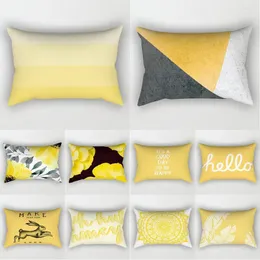 Travesseiro de travesseiro amarelo simples retangular geométrico Poliéster Pillowcase Sofá Capa de almofada 30x50cm Decoração de casa de moda suave boho