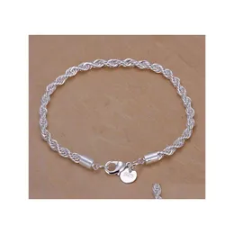 Link Chain 925 Sier Plated Bracelet Fine For Women Girls Fashion Designer 4mm 트위스트 도매 드롭 배달 보석 브레이슬릿 DHKQP
