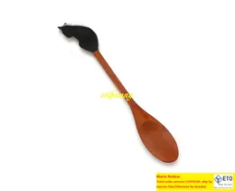 21 cm träsked Långhandtag Kattformad handgjorda Coffer Tea Table Cake Ice Cream Dessert Spoon