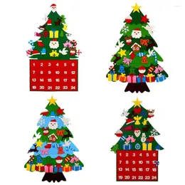 Decorazioni natalizie albero di calendario dell'avvento in feltro fai -da -te con tasche per bambini regalo appeso per la decorazione per la casa