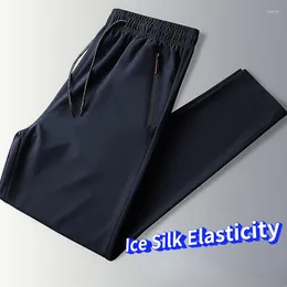 Pantaloni da uomo Seta del ghiaccio da uomo Casual Estate Sottile Dritto Tendenza coreana 120 kg Applicabile Allentato Nono Studente Sport