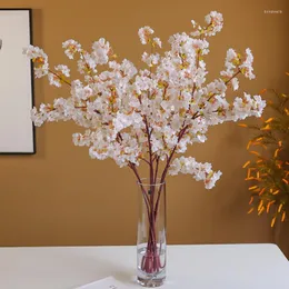 Decorative Flowers 3pc Artificial Cherry Blossom Silk Flower Branch Wedding Arch Decor El Activity Living Room Home Decoration