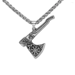 Colares pendentes Viking Aço inoxidável Colar de machado nórdico Aegishjalmur Amulet Acessórios Jóias