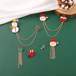 Broches de pinos de esmalte de natal decoração de suéter Papai Noel, boneco de neve de garça de neve cave