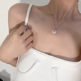 Colar de pingente colar de coração rosa para mulheres amantes Cristal Clavicle Chain Chaker Dropship