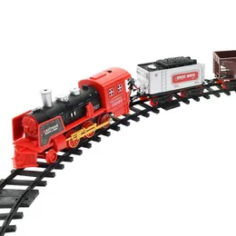 Julleksak levererar Merry Home Decor Electric Smoke Simulation Model Remote Control Rail Train Small Ornament 230210