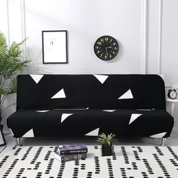 Pokrywa krzesła czarna geometryczna składana sofa pokrywa łóżka s elastyczne odcinki podwójne siedzenie do salonu nadruk 230209