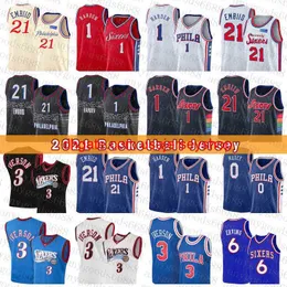 3 6 Tyrese Maxey James Harden Joel Embiid Jersey 2021 2022 NOWOŚĆ 0 1 21 Allen Iverson Julius Erving Red