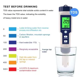 Mätare TDS mätare Digital pH -vattenkvalitetstestare ECSALT Temperaturdetektor Professionell penntyp Test för pooler Akvarier 1PC9575795