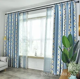 Cortinas cortinas de estilo nórdico para quarto de jantar de jantar de quarto listrado de imitação de triangle listra simples e moderno