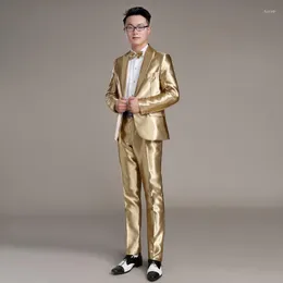 Theme Costume Golden Men's Event Costumes Festival Stage Performance Formal Suit For Men Wedding Party Clothes Bridegroom Suits Dinner