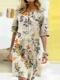 Vestidos casuais 2022 Verão Impressão floral Bohemian Sundress Zanzea Vintage Linho de linho de algodão Vestido curto Mulheres casuais vestidos de manga curta 7 T230210