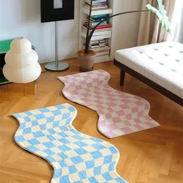 Carpet Irregular Checkerboard Bedroom Rug Modern Fashion Classic Lattice Living Room Polyester Cute Girly IG Decoration Home Mat 230209