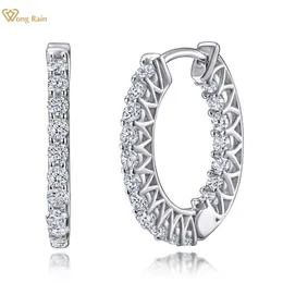 Stud Wong Rain 925 Sterling Silver Created Created Wedding Party Fashion Hoop For Women Fine Jewelry Wholesale 230209