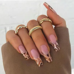 False Nails Nail Tips Coffin Coffee Color Fake Leopard Print Wearable Ballet For Women Easy Tear Not Fall Salon Finger Toes Diy Tn