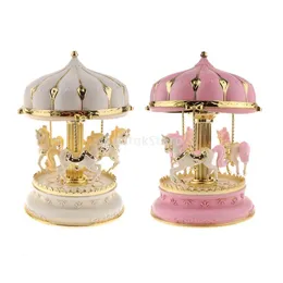 Oggetti decorativi Figurine 4Tipo Merry go round Carillon in resina Decor Giostra Cavallo Natale Matrimonio Regalo di compleanno 230209